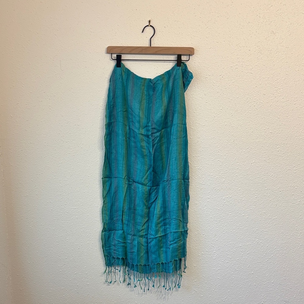Elegant Teal Striped Scarf